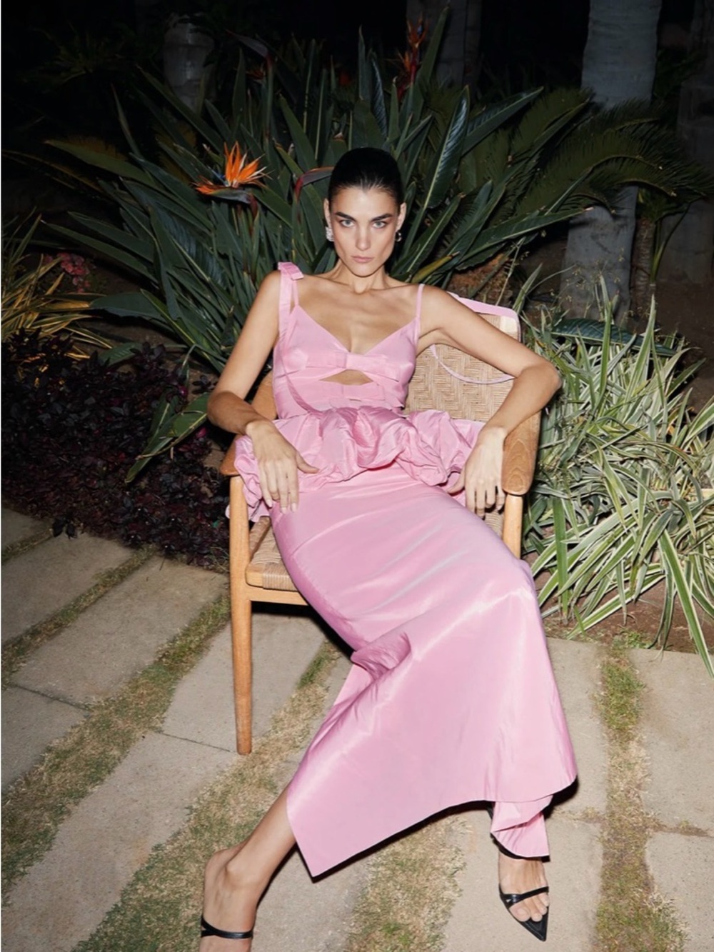 Pink Cutout Peplum Maxi Dress - Picture 4 of 9